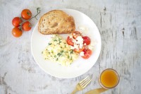 {Perfect Scrambled Eggs, Fetta Cheese + Fresh Garden Herbs}